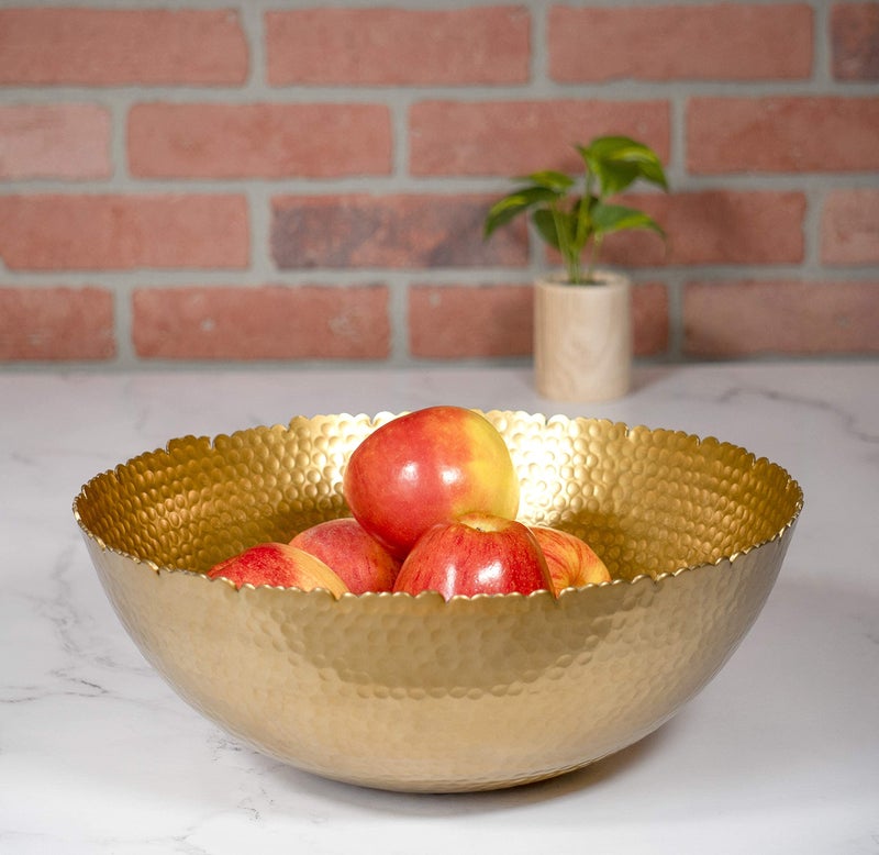 Red Co. Antique Style Tabletop Gold Textured Centerpiece Round Serving Platter Tray Catch-All Dish - 13 Inches Dia, for Dining Living Room Home DÃ©cor - Image 4