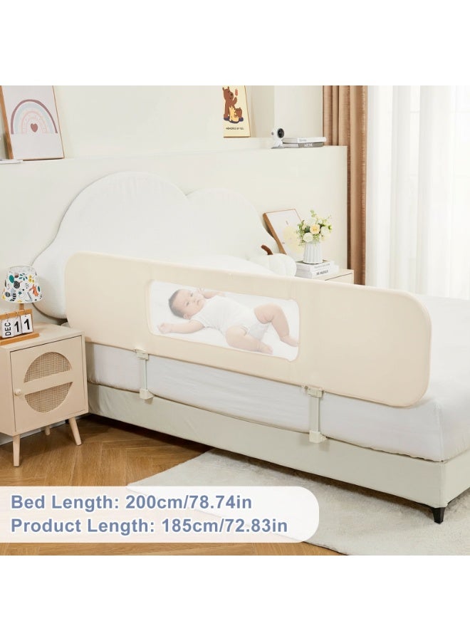 والالا حاجز سرير للأطفال الصغار، حاجز حماية كبير جدًا بطول 180 سم، مناسب لسرير مزدوج، سرير كامل، سرير كوين، سرير كينج، حاجز جانبي قابل للتعديل، حاجز أمان للسرير، لون بيج - Image 2