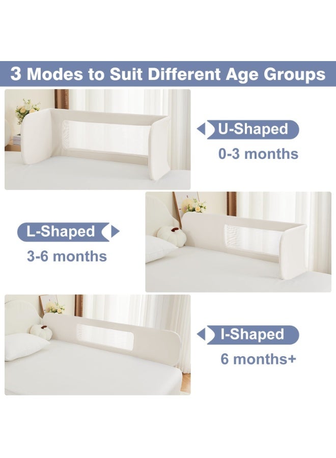 والالا حاجز سرير للأطفال الصغار، حاجز حماية كبير جدًا بطول 180 سم، مناسب لسرير مزدوج، سرير كامل، سرير كوين، سرير كينج، حاجز جانبي قابل للتعديل، حاجز أمان للسرير، لون بيج - Image 3