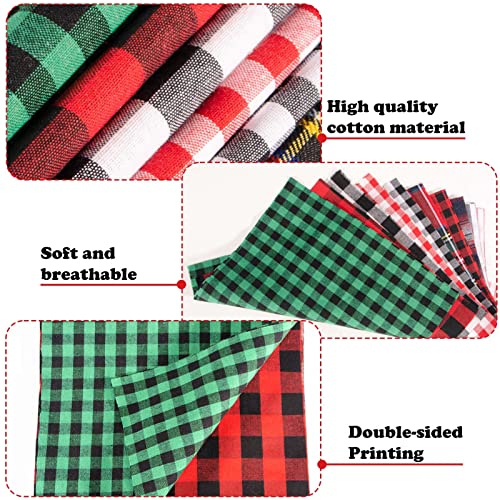 ZYP 20 Pcs Christmas Cotton Fabric Squares, 10 x 10 Inch Plaid Buffalo Check Precut Scraps for DIY Craft Sewing Quilting - Image 3