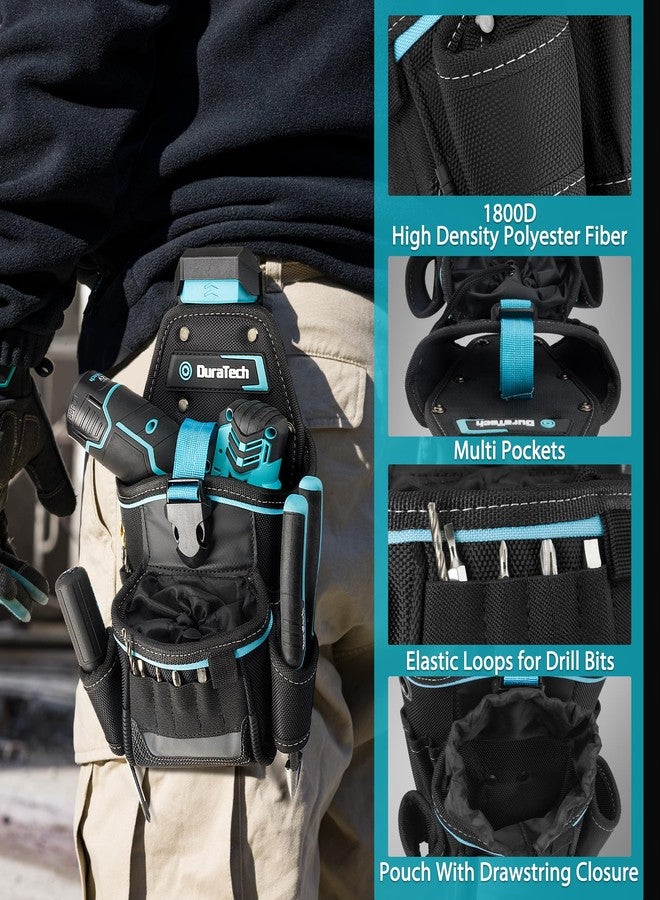 DuraTech Drill Holster with Quick Release Buckle, Heavy Duty Impact Driver Holster, Drill Pouch with Holder Strap, Multi Pockets & Front Drawstring Pouch - Image 4