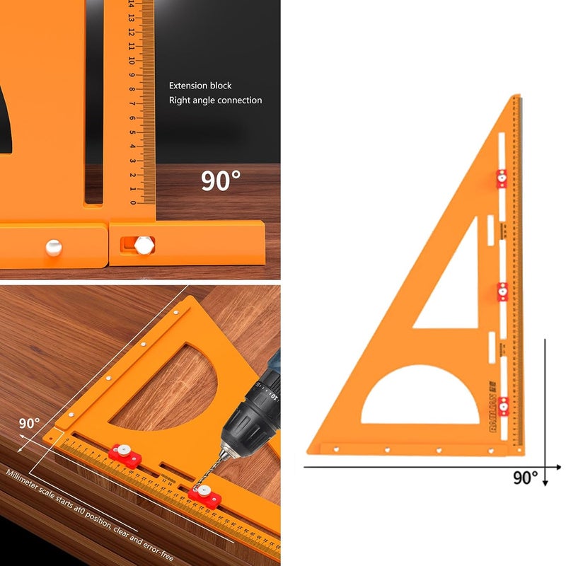 F Color Multi Functional Insulated Woodworking Triangle Ruler Straight Edge Protractor Sliding T Square - Image 3