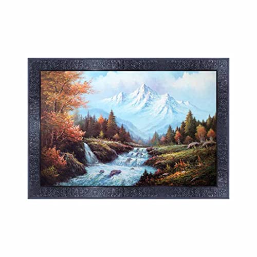 pnf Poster And Frames Vastu Waterfall Landscape Scenery Wooden Photo Frame With Acrylic Sheet | Living Room, Bedroom | Home Decoration | Best Gifting Option (10 * 14inch,Multicolour,Synthetic) 4988 - Image 1