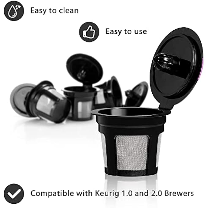 كاست ويف 4 قطع من فلاتر القهوة قابلة لإعادة الاستخدام من أكواب K المصنوعة من الفولاذ المقاوم للصدأ ومصفاة شبكية وفلاتر لماكينة Keurig Family Home Kitchen Tea باللون الأسود - Image 3