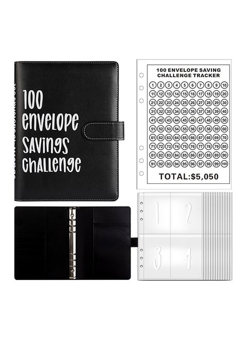 100 envelopes Money Saving Challenge,Heavy Duty Leather Money Saving Challenge Binder Book,Easy and Fun Way for 100 Day Money Saving Challenge Budget Binder Budgeting Planner & Saving Money