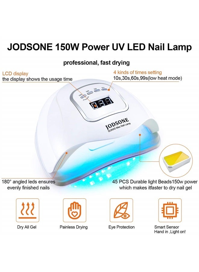 JODSONE Gel Nail Polish Kit with UV Light, 18 Colors Gel Nail Polish Set with 150W UV Led Nail Lamp Base Coat Top Coat DIY Home Manicure Tools Nail art Glitters Rhinestones Gift for Women A018 - Image 3