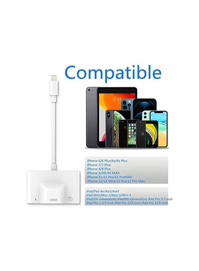 Lightning to USB HDMI Camera Adapter with Power Port 3 in 1 OTG Cable Compatible iPhone 12 11 X 8 7 iPad 1080P Digital AV Monitor Projector Drive Mouse Keyboard MIDI Rj45 9.2 14  - Image 5