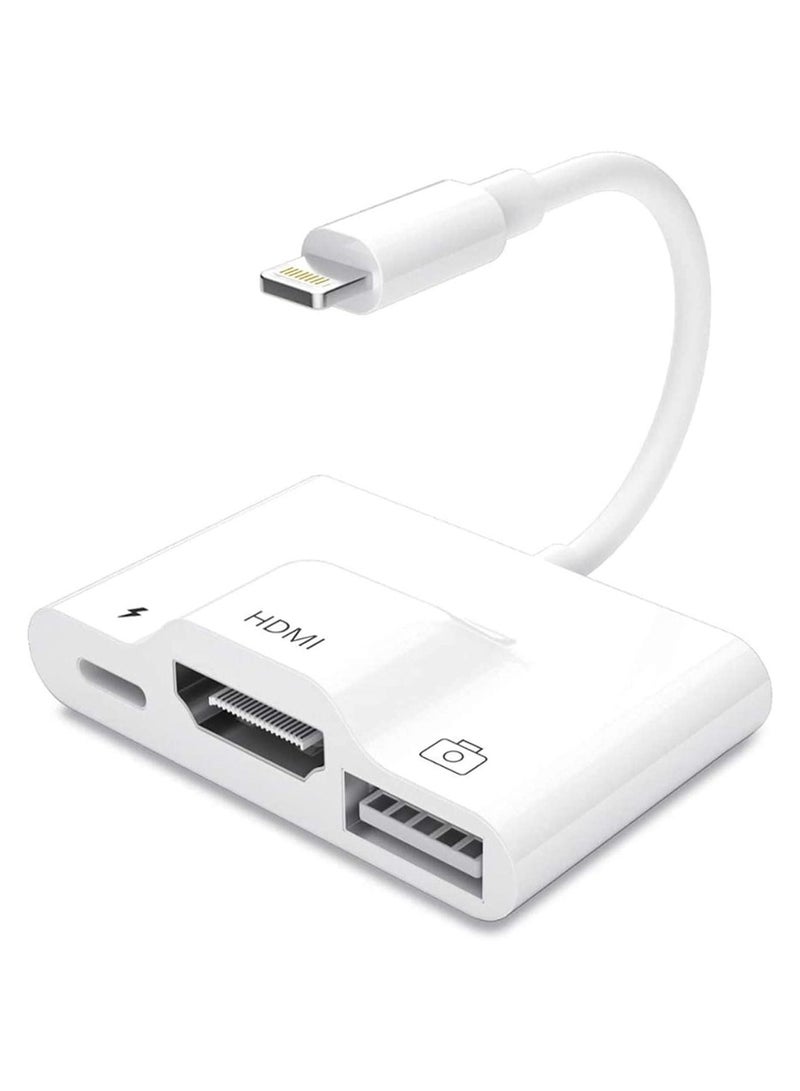 Lightning to USB HDMI Camera Adapter with Power Port 3 in 1 OTG Cable Compatible iPhone 12 11 X 8 7 iPad 1080P Digital AV Monitor Projector Drive Mouse Keyboard MIDI Rj45 9.2 14  - Image 1