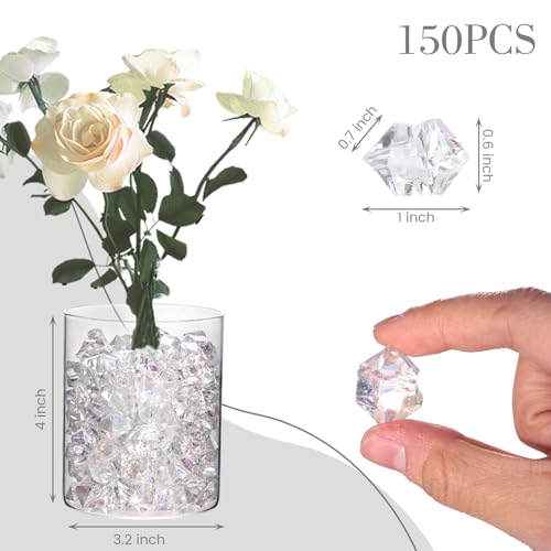 DomeStar Dazzling Fake Ice, 150PCS Sparkling Fake Diamonds, Iridescent Clear Gem Stones Vase Fillers DIY Crafts Wedding Table Scatter Decoration - Image 4