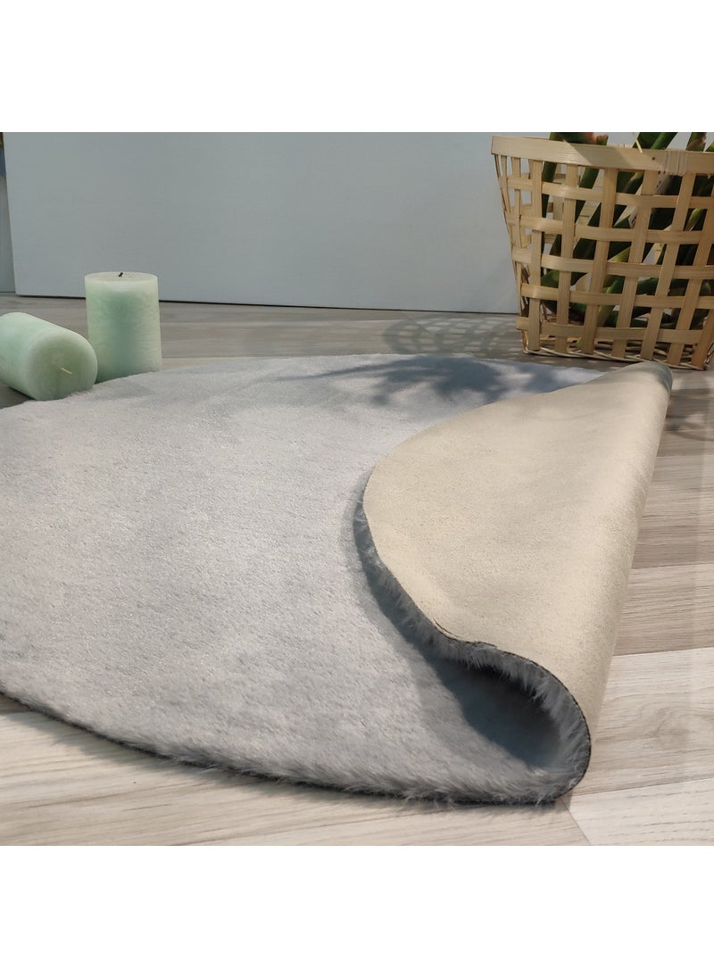 Maxeen - Rabbit Fur Round Rug Gray - Image 1