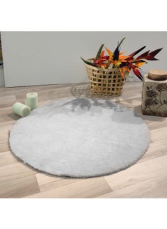 Maxeen Rabbit Fur Round Rug Gray  - Image 1