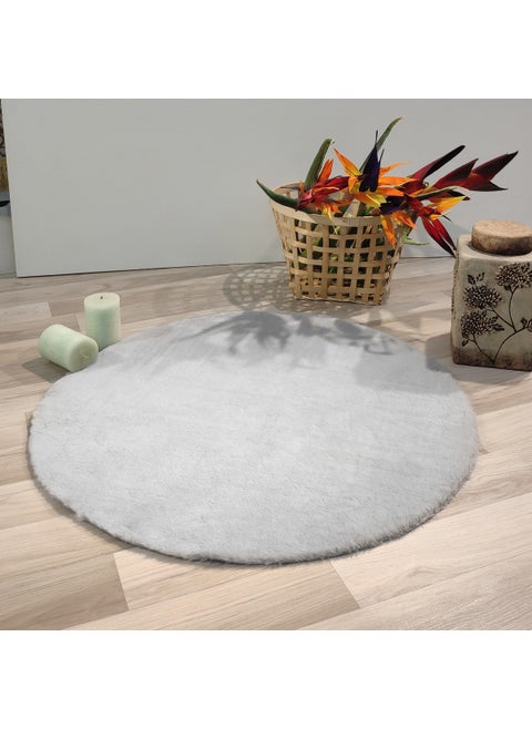 Rabbit Fur Round Rug Gray