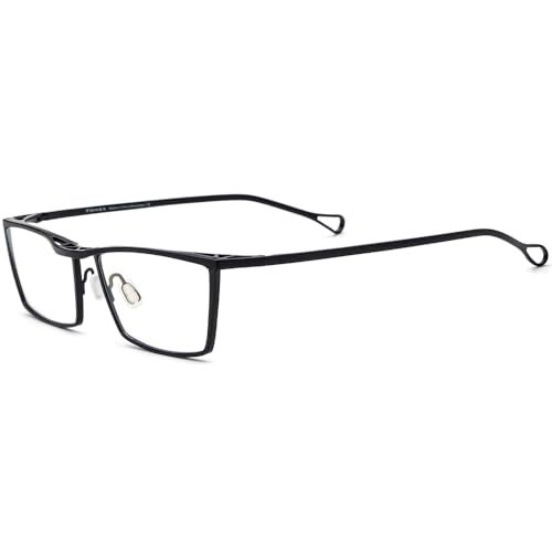 FONEX Titanium Glasses Frame for Men,Square Eyewear Full Optical Eyeglasses F85641 (F85722 Black) - Image 4