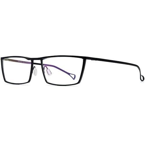 FONEX Titanium Glasses Frame for Men,Square Eyewear Full Optical Eyeglasses F85641 (F85722 Black) - Image 5