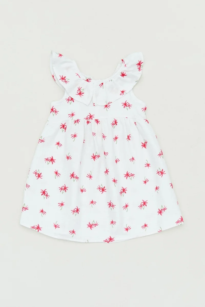 فولامودا Palm Tree Printed Baby Collar Girls' Dress