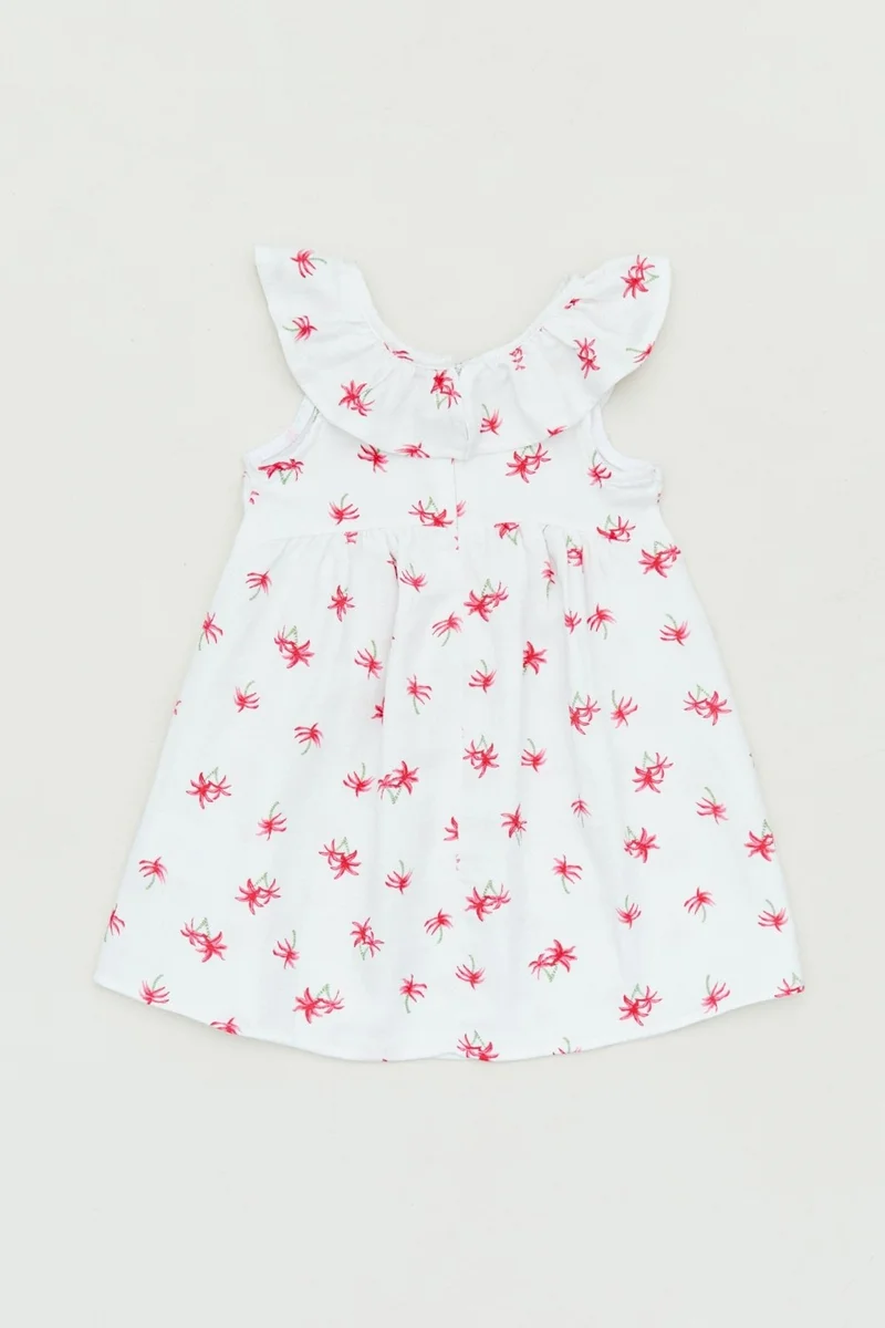 فولامودا Palm Tree Printed Baby Collar Girls' Dress
