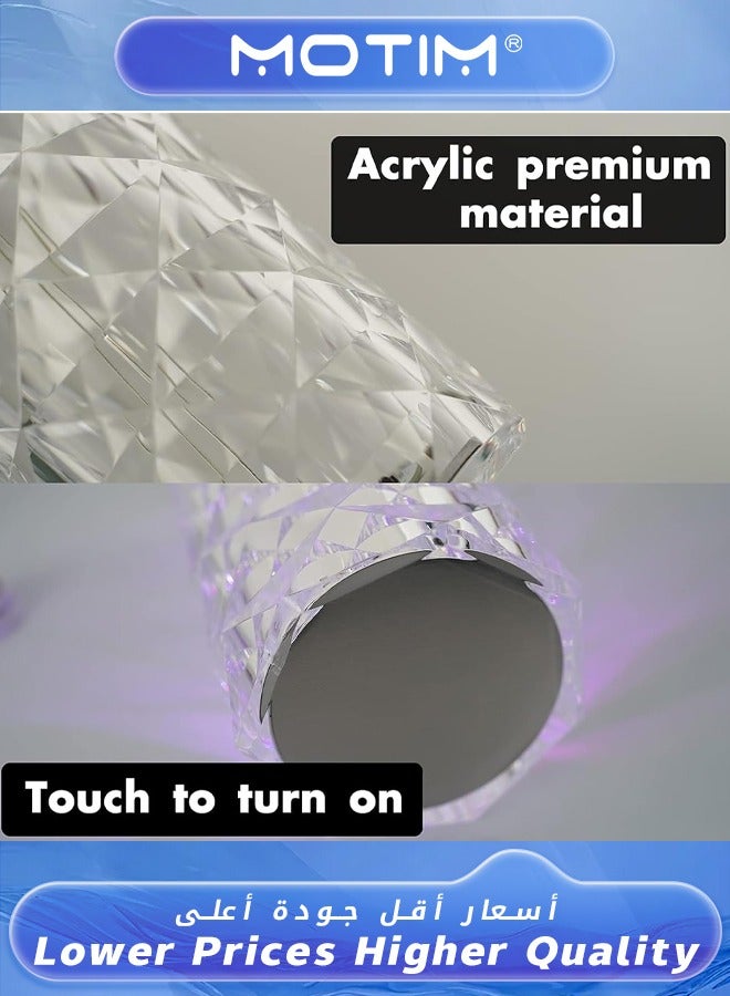 Motim Crystal Table Lamp- 3 Colors Changing RGB Night Light with Touch & Remote Control USB Romantic Rose Diamond Table Lamps for Living Room Bar Party Dinner Decor - Image 5