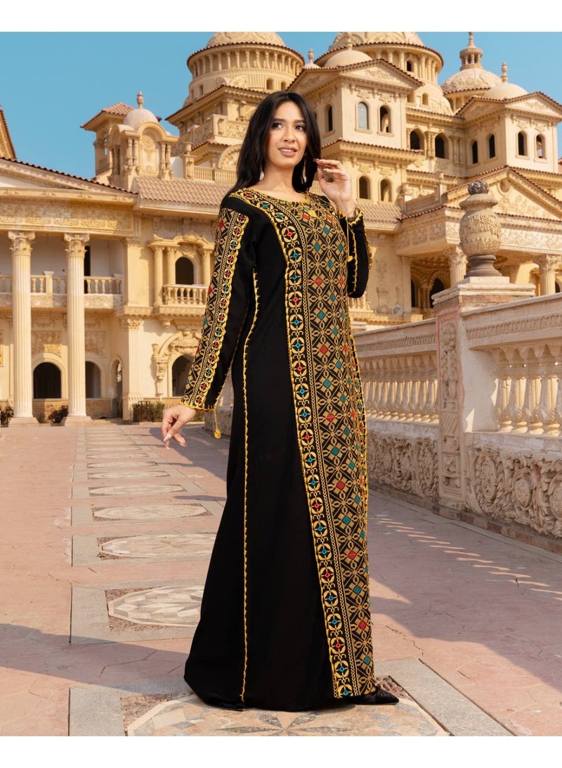 برايدس جلابية فاخرة مطرزة بتصميم تراثي أنيق معى طرحةA-468 - Image 1