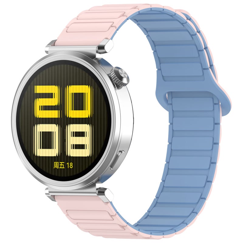 سوار ساعة Amazfit Active 20 مم ثنائي اللون بإبزيم مغناطيسي من السيليكون (وردي + أزرق) - Image 1