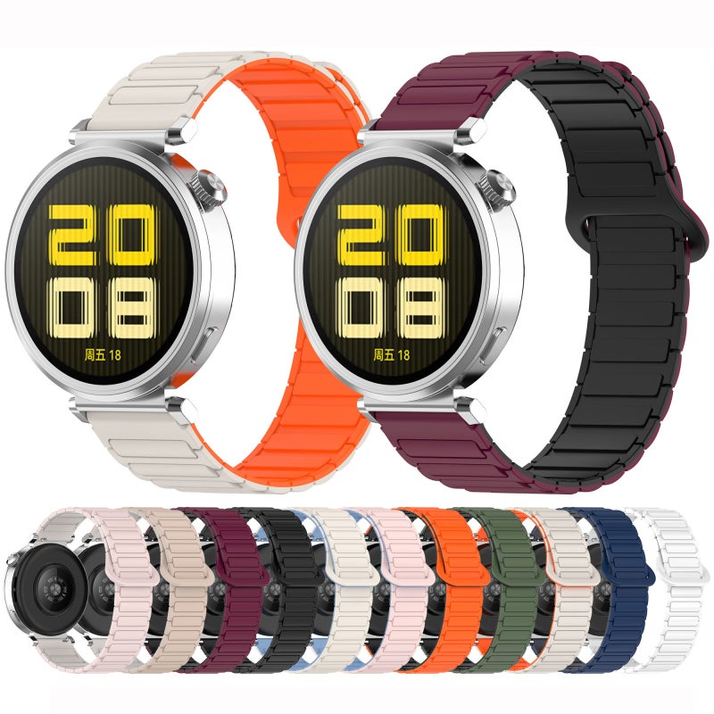 سوار ساعة Amazfit Active 20 مم ثنائي اللون بإبزيم مغناطيسي من السيليكون (وردي + أزرق) - Image 5