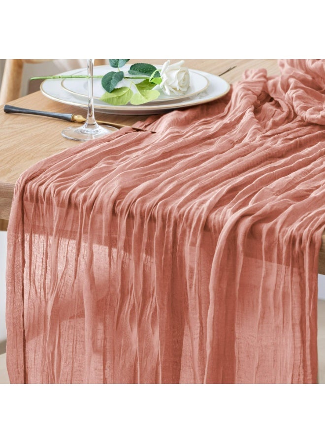 TAYRAN Tulle tablecloth, cotton tulle tablecloth, bohemian style decorative tablecloth, table centerpiece, 90x400 cm, suitable for wedding, baby shower, tea party and other tulle table decoration - Image 1