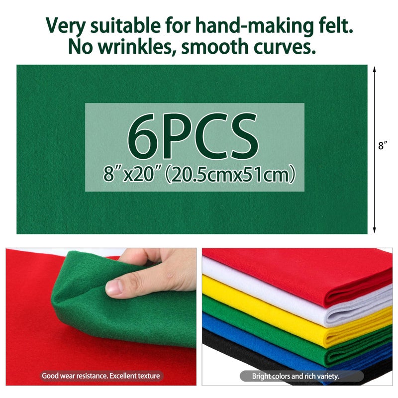 HaoFeiJH 6 Rolls 8"x20" Soft Felt Fabric Sheets, 1.6mm Thick, Assorted Earth Tone Colors â€“ Nonwoven Felt for DIY Craft Sewing, Patchwork, and Projects - Image 3