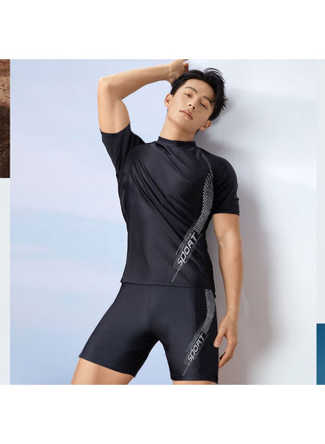 JIYANG Swimsuit Men's Swimming Trunks 22 Short-sleeved Half-length Pants Full-body Set Hot Spring Men's Swimwear For Teenagers-Color:8148 Swimming Trunks-