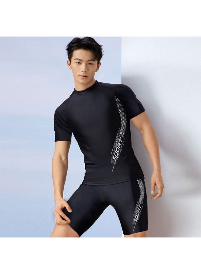JIYANG Swimsuit Men's Swimming Trunks 22 Short-sleeved Half-length Pants Full-body Set Hot Spring Men's Swimwear For Teenagers-Color:8148 Swimming Trunks-