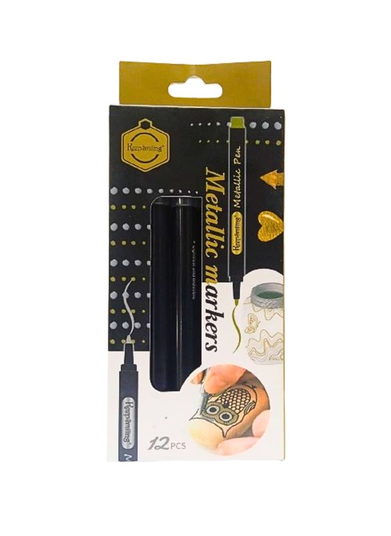 Keep Smiling Metallic Markers set of 12pcs Silver Color  - Image 1