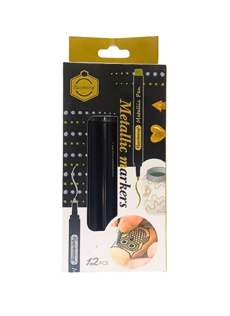 Keep Smiling Metallic Markers set of 12pcs Silver Color  - Image 2