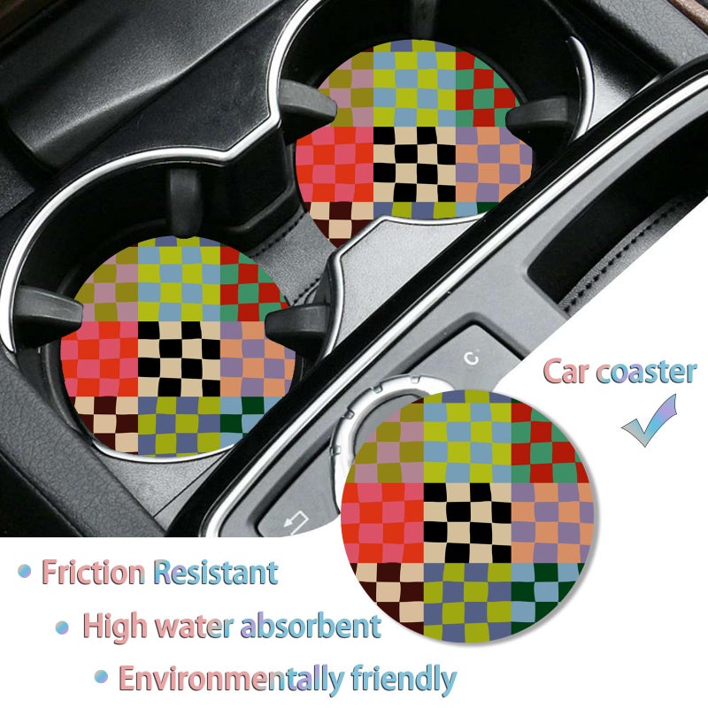 DGDRHZ Checkered License Plate Framesï¼ŒCheckered Car Accessories for Womenï¼ŒCute Licens,e Plate Holderï¼ŒAluminum License Plate Frame Fits Standard US Vehicles Size 12.2 x 6 Inch (Multicolor-2pcs) - Image 3