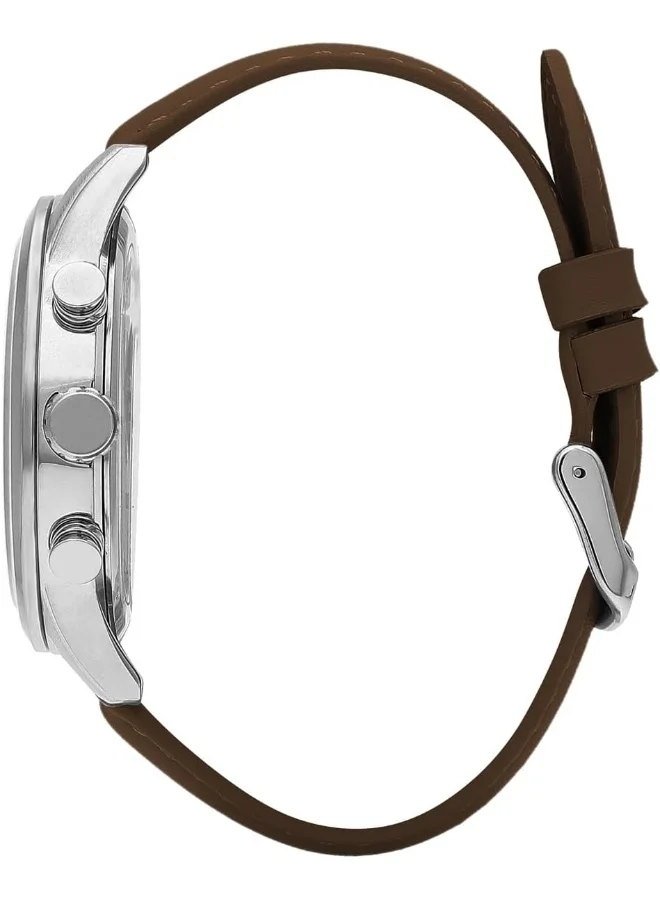 لي كوبر Lee Cooper Men's VX9NE1 Movement Watch, Multi Function Display and Leather Strap - LC07855.394, Brown