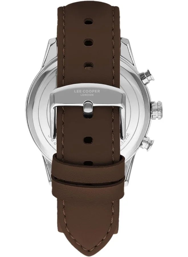 لي كوبر Lee Cooper Men's VX9NE1 Movement Watch, Multi Function Display and Leather Strap - LC07855.394, Brown