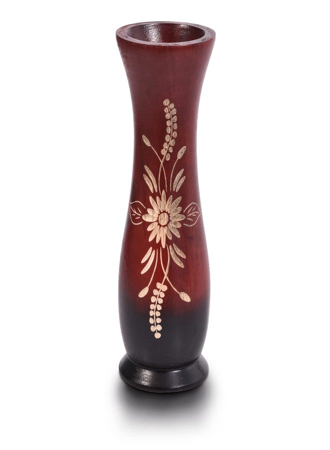 AeraVida Balinese Flower Red Concaving Mango Tree Wood Vase 8 inches | Decorative Farmhouse Wooden Vase for Tabletop | Home Decor - Image 1