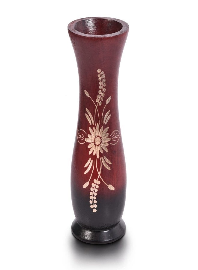 AeraVida Balinese Flower Red Concaving Mango Tree Wood Vase 8 inches | Decorative Farmhouse Wooden Vase for Tabletop | Home Decor - Image 3