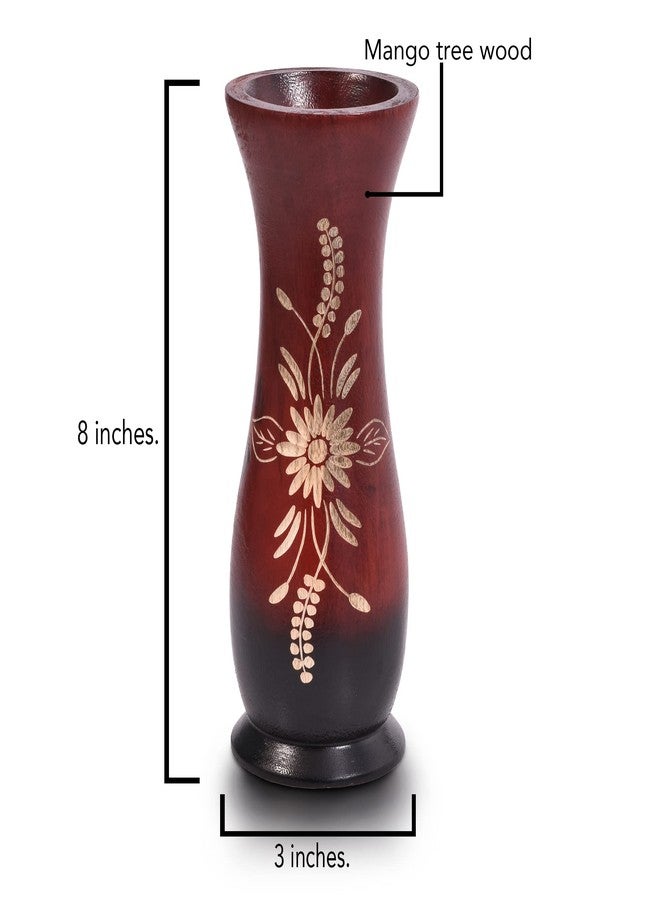 AeraVida Balinese Flower Red Concaving Mango Tree Wood Vase 8 inches | Decorative Farmhouse Wooden Vase for Tabletop | Home Decor - Image 4