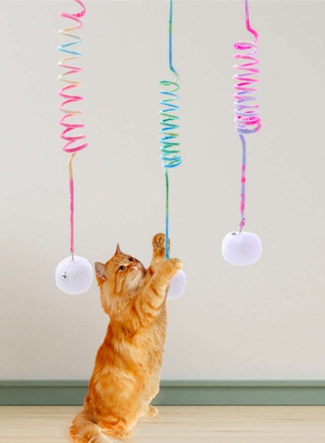 1 pc Cat Spring Toys, Hanging Door Interactive Cat Toys with Bell, Long Tail Stretchable Soft Plush Cat Teaser Toy, for Kitten Chase PlayTime (random color)