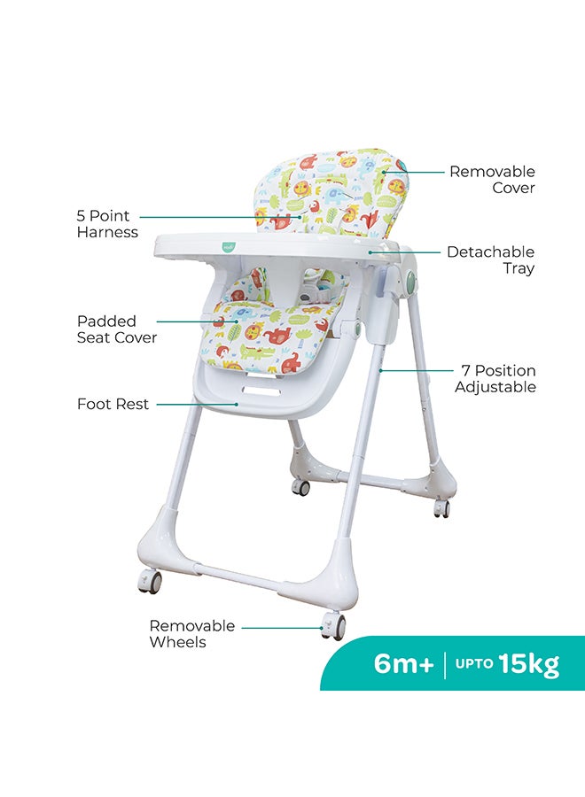 Moon Apex Baby Highchair With 7 Adjustable Heights And Reclining Feature - Beige - Image 2