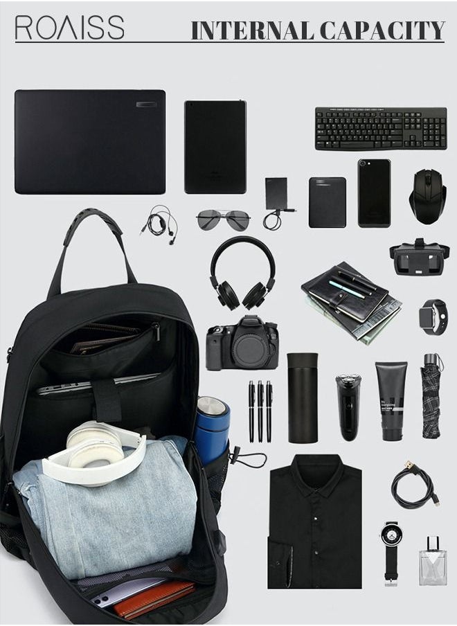 roaiss - Unisex 60L Waterproof Hiking Backpack Large Capacity Expandable Luggage Bag with Independent Shoes Compartment and USB Port for Sports Travel Outdoor Business Trip Work Black - Image 1