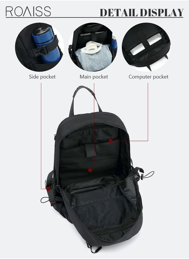 roaiss - Unisex 60L Waterproof Hiking Backpack Large Capacity Expandable Luggage Bag with Independent Shoes Compartment and USB Port for Sports Travel Outdoor Business Trip Work Black - Image 1