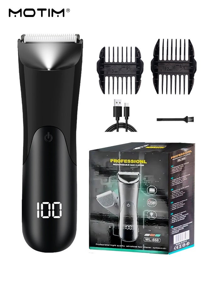 موتيم ماكينة حلاقة الجسم للرجال، ماكينة حلاقة العناية الشخصية مناسبة للفخذ والجسم، ماكينة حلاقة الجسم الكهربائية المقاومة للماء ماكينة حلاقة آمنة للمناطق الحساسة ماكينة حلاقة الكرة رطبة/جافة، قابلة لإعادة الشحن - Image 1