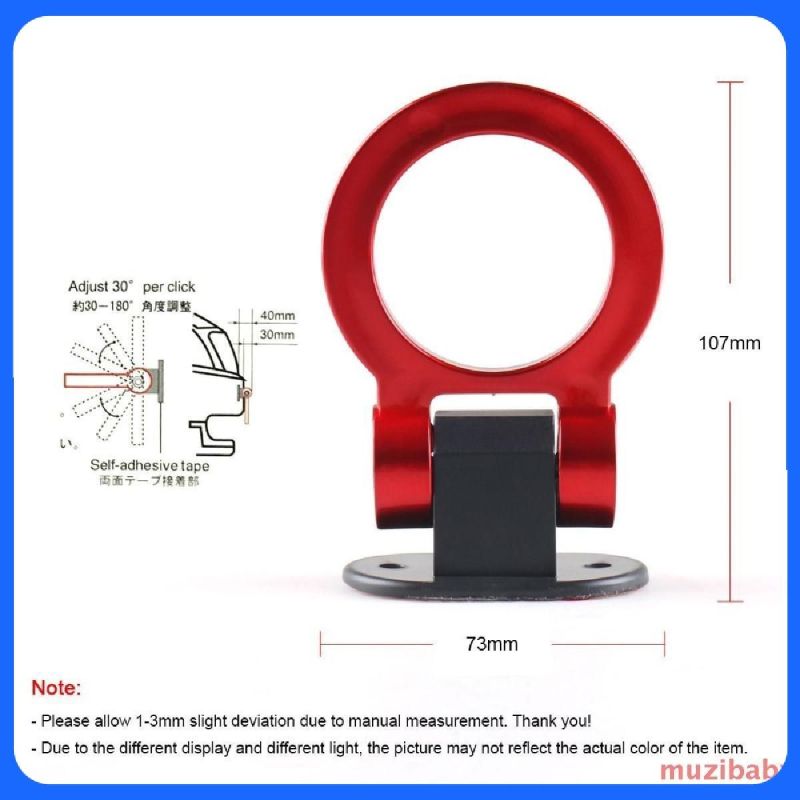 Decorative Tow Hook 107mm x 73mm Red Universal Cool Styling Upgrade - Long-Lasting Color and Hold Easy DIY Installation for Any Vehicle - Image 3
