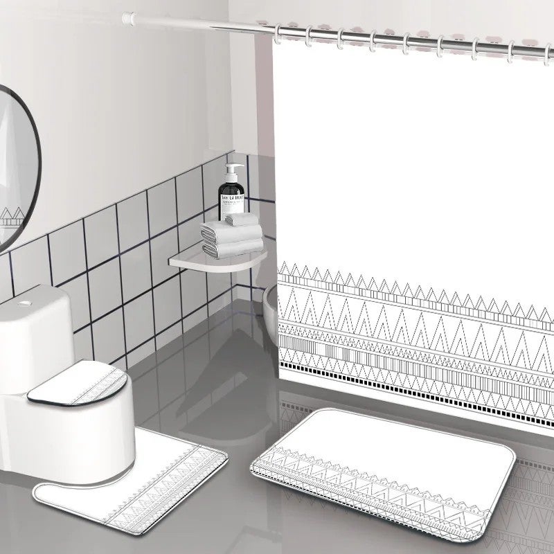 Y&D Summer Anne's  Retro Bohemian Style Bathroom 4PCS Set Shower Curtain Rug Set - Image 1