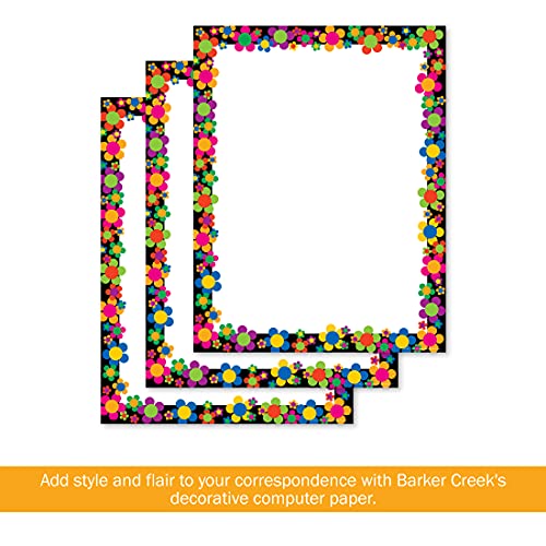 BARKER CREEK Designer Computer Paper, Neon Flower Power, 8.5” x 11”, Decorative Printer Paper, Stationery, 50 Sheets per Pkg, Home, School and Office Supplies (730) - Image 3