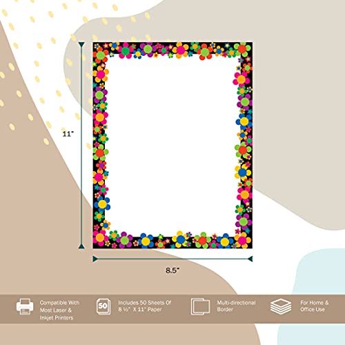 BARKER CREEK Designer Computer Paper, Neon Flower Power, 8.5” x 11”, Decorative Printer Paper, Stationery, 50 Sheets per Pkg, Home, School and Office Supplies (730) - Image 2