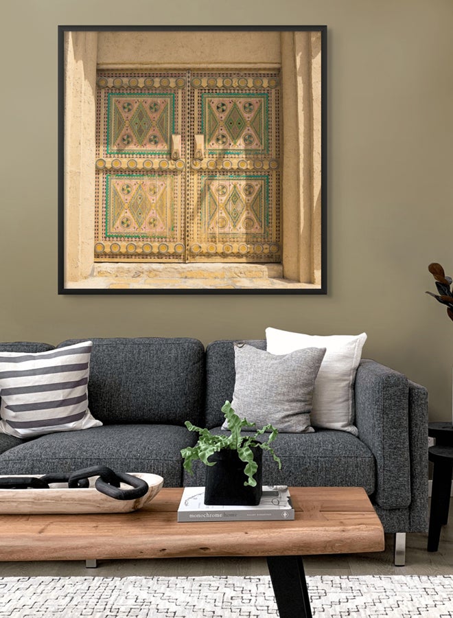 آرت دیکور  فن ديكور فني جداري عربي بني كريمي للباب الخشبي مؤطر فن جميل تصميم تقليدي فن لغرفة المعيشة غرفة النوم المكتب ديكور المنزل الهدايا  - Image 1