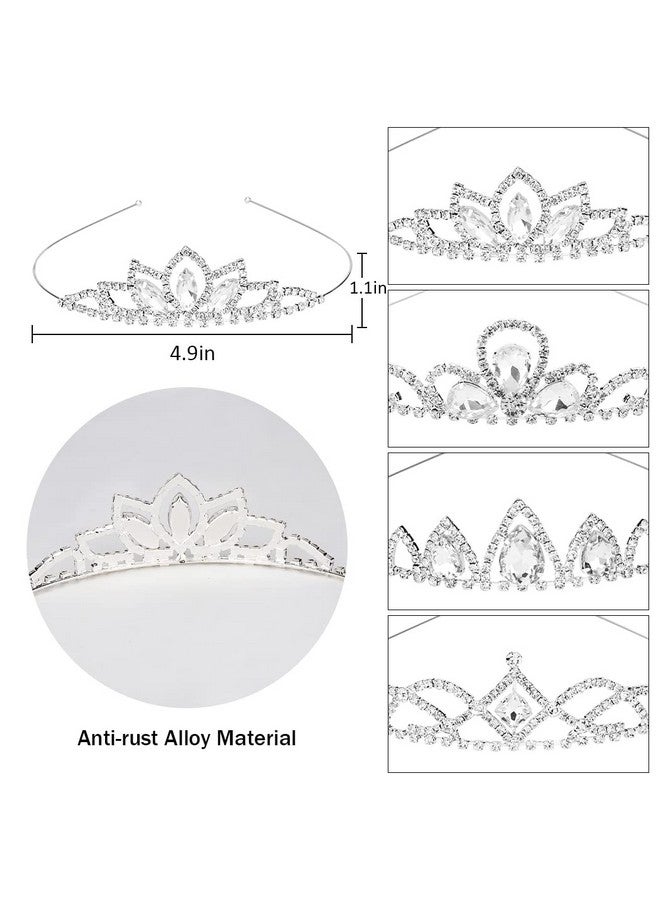Curasa 4 Pack Princess Crown For Girls Silver Crystal Tiara For Kids Crown For Girls Rhinestone Headband Birthday Crowns For Women Hair Jewelry For Birthday Wedding Prom Pageant - Image 3