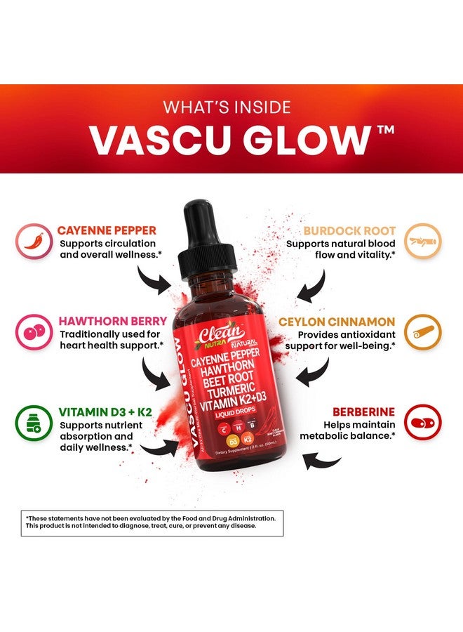 كلين نيوتراسيوتيكالز قطرات فلفل كايين النقية للطعام - مكمل سائل + توت الزعرور، فيتامين D3 K2، مسحوق جذر الشمندر، قرفة سيلانية، كركم كوركومين، جنسنغ بانكس عضوي، مستخلص بيربرين عضوي - Image 3