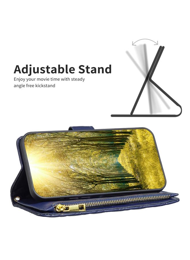 S-TOP Case For OPPO A38 4G Diamond Lattice Zipper Wallet Leather Flip Phone Case - Image 5