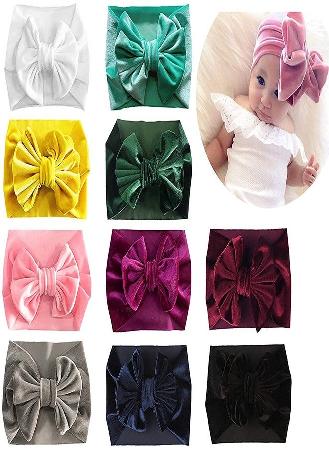 WHISKET - Baby Girl Bows Baby Headbands Velvet Bowknot Bow Headbands Hairband Knot Turban Headwraps Hair Bows Accessories for Kids (8) - Image 1
